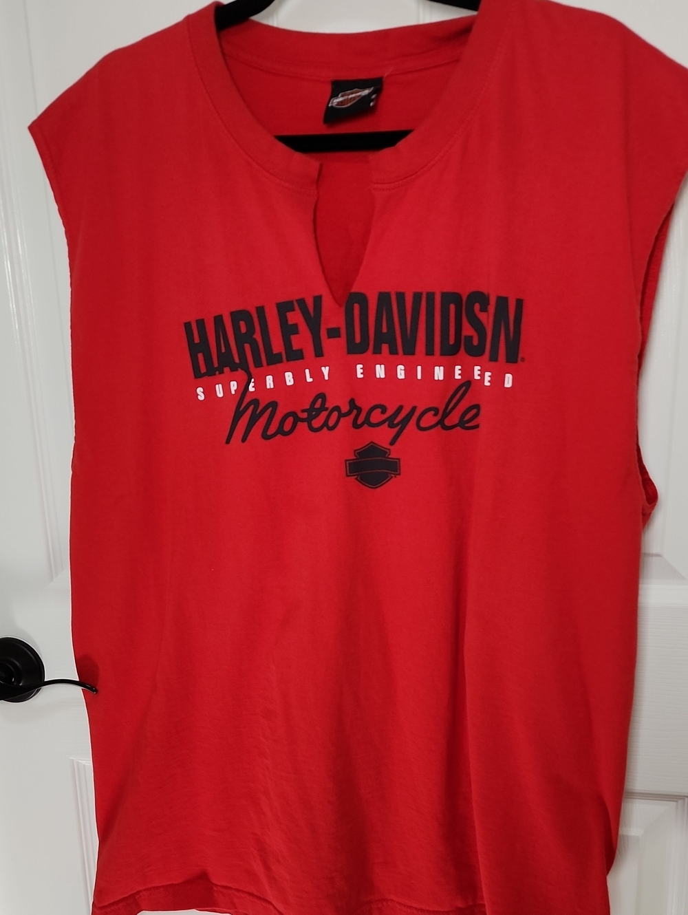 Harley-Davidson Red Sleeveless Motorcycle Logo Tee